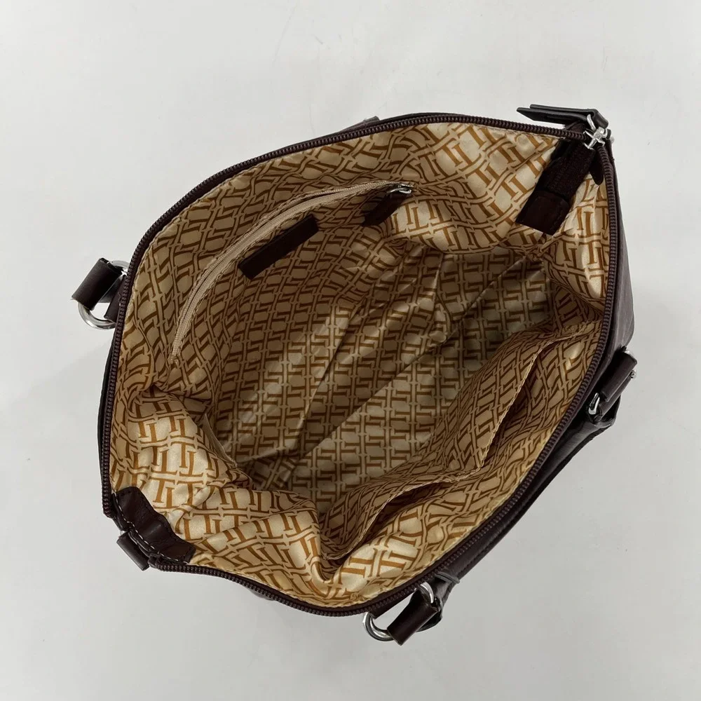 Tignanello‎ Brown Leather Tote Crossbody Medium Satchel & Keyring Detach Strap